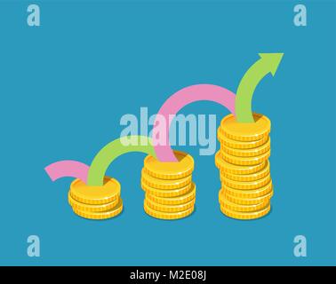 Business infographics. Earnings, income graph, money concept. Vector illustration Stock Vector