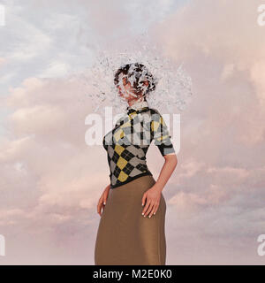Shards surrounding face of woman Stock Photo