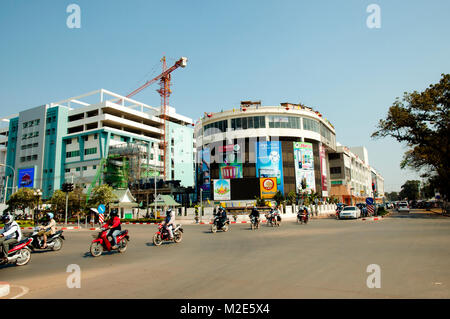 VIENTIANE, LAOS - February 18, 2011: Moped traffic in the Laos capital city Stock Photo