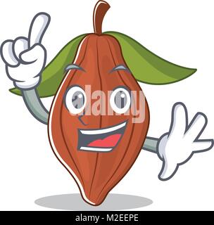 Finger cacao bean mascot cartoon Stock Vector