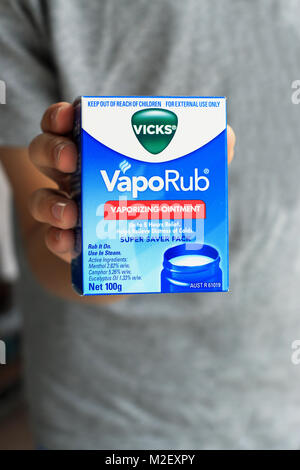 Close up of Vicks Vaporub Vapourising Ointment Jar Stock Photo