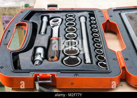 The Set of wrench In the toolbox Stock Photo