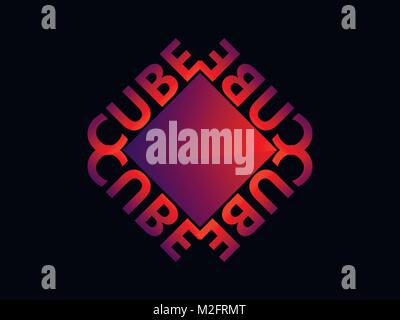 Cube gradient with text, design icons, logo. Vector illustration Stock Vector