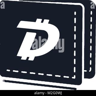 Digibyte digital asset accepted concept. DGB wallet. Vintage hand drawn crypto emblem. Blockchain technology sticker for printing. Stock vector tech patch isolated on white background Stock Vector