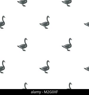 Swan pattern. Seamless background illustration with wild animal symbols, elements. Monochrome silhouette design. Stock vector seamless pattern isolated on white Stock Vector