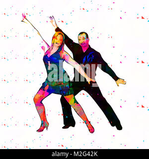 Digitally enhanced image of a Couple of ballroom dancers Stock Photo