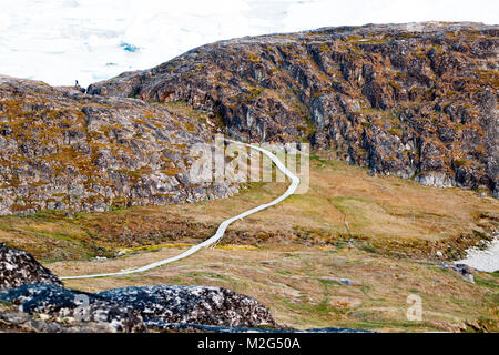 Camp Ataa, Greenland. The Ataa camp is located in northern Greenland at about five hours sailing from Ilulissat, in a beautiful bay that is the ideal  Stock Photo