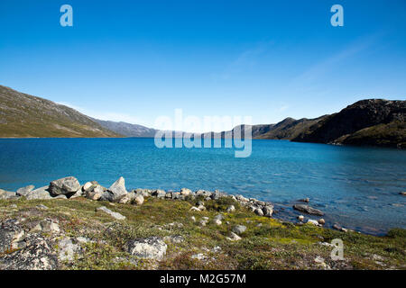 Camp Ataa, Greenland. The Ataa camp is located in northern Greenland at about five hours sailing from Ilulissat, in a beautiful bay that is the ideal  Stock Photo