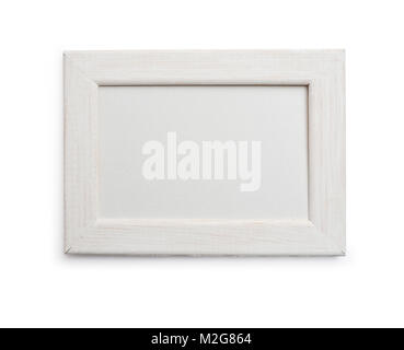 Mockup frame on isolated clipping mask on white background, top view Stock Photo