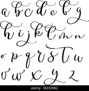 Brushpen alphabet. Modern calligraphy, handwritten letters. Vector ...