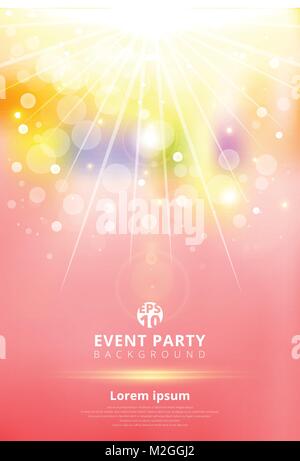 Template colorful party light shining from the top bokeh background with copy space. Vector illustration Stock Vector