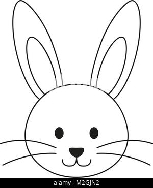Line art black and white rabbit bunny face icon poster. Coloring book page for adults and kids. Easter themed vector illustration for gift card, flyer Stock Vector