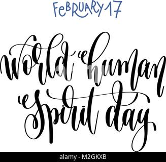 february 17 - world human spirit day - hand lettering Stock Vector