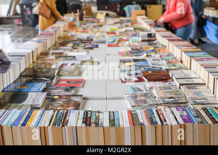 The Southbank Centre Book Market under Waterloo Bridge in London. Stock Photo