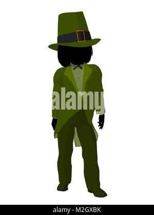 Leprechaun girl silhouette on a white background Stock Photo