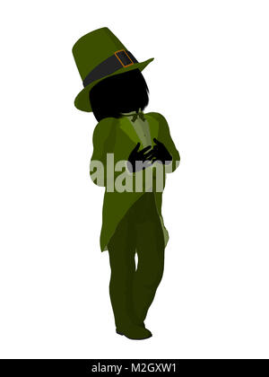 Leprechaun girl silhouette on a white background Stock Photo