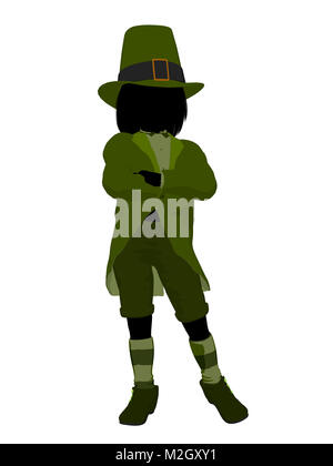 Leprechaun girl silhouette on a white background Stock Photo