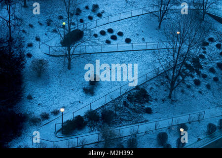 USA Pennsylvania PA Pittsburgh a snowy zig zag walkway on a hill at twilight dusk evening Stock Photo