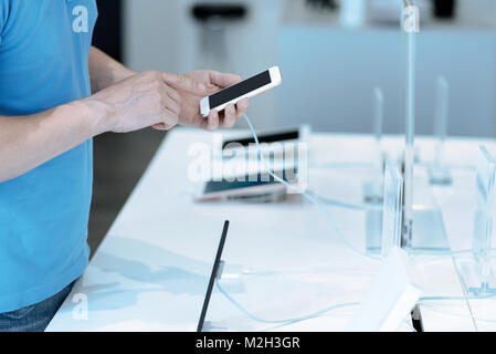 Close up of male hand that pushing button Stock Photo