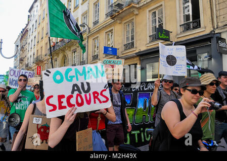 Protesters march against Monsanto, Lyon, France Stock Photo