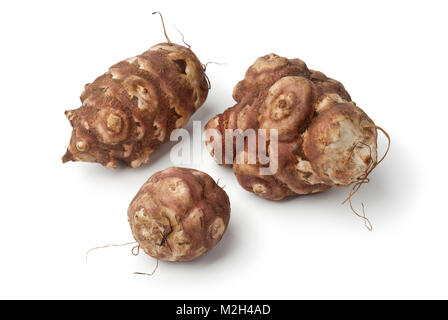Fresh picked Jerusalem artichokes on white background Stock Photo