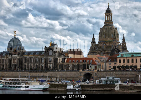 View of the historical centre of Dresden across river Elbe. Stock Photo
