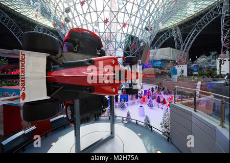 ABU DHABI, UNITED ARAB EMIRATES - 03 JAN, 2018: Interior of indoor amusement park Ferrari World. It is the first Ferrari-branded theme park and is the Stock Photo