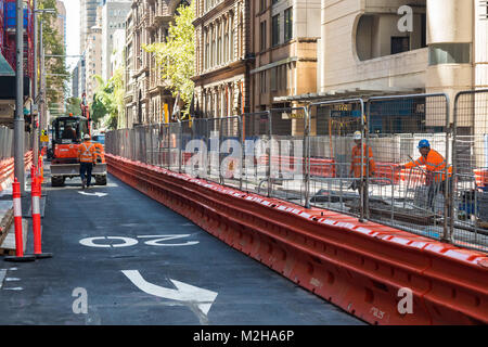 The new light railway system in progress, George Street, Sydney. Stock Photo