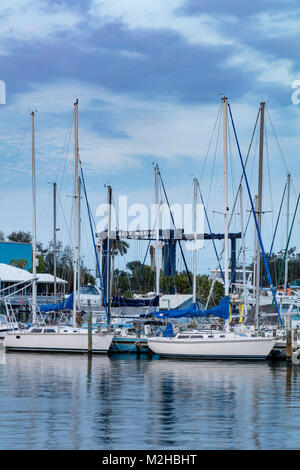 Sailboats docked on San Carlos Island, Ft Myers, Florida, USA Stock Photo