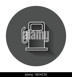 Fuel gas station icon in line style. Car petrol pump flat illustration with long shadow. Stock Vector