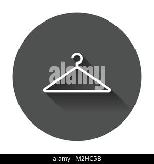 Hanger vector icon. Wardrobe hanger flat illustration with long shadow. Stock Vector