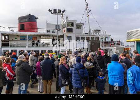 Onboard Mersey ferry pix of crowds. Stock Photo