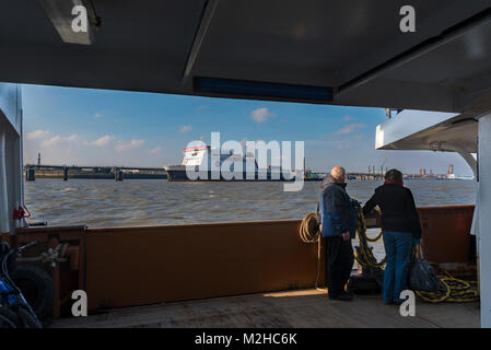 Onboard Mersey ferry pix of crowds. Stock Photo