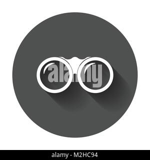 Binocular vector icon. Binoculars explore flat illustration with long shadow. Stock Vector