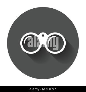 Binocular vector icon. Binoculars explore flat illustration with long shadow. Stock Vector