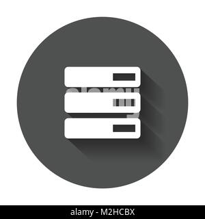 Database, server vector icon. Storage vector illustration with long shadow. Stock Vector