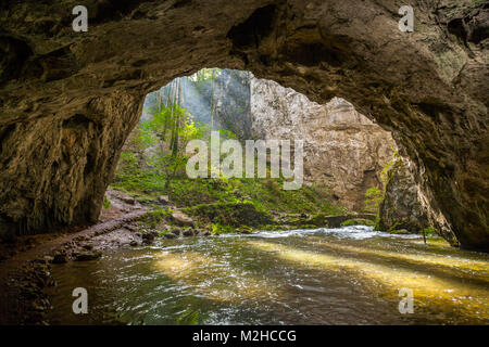 Natural tunnel and bridge in Rakov Skocjan Valley Stock Photo
