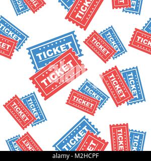 Ticket seamless pattern background icon. Flat vector illustration. Ticket sign symbol pattern. Stock Vector