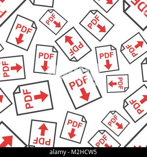 PDF file download seamless pattern background icon. Flat vector illustration. PDF sign symbol pattern. Stock Vector