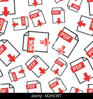 PDF file download seamless pattern background icon. Flat vector illustration. PDF sign symbol pattern. Stock Vector