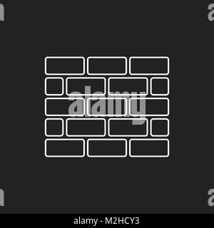 Wall brick icon in flat style isolated on black background. Wall symbol illustration in line style. Stock Vector