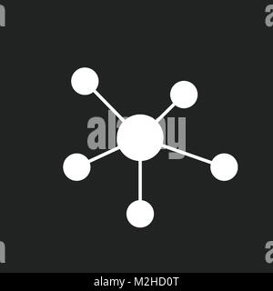 Social network, molecule, dna icon in flat style. Vector illustration ...