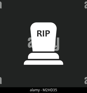Halloween grave icon. Gravestone vector illustration. Rip tombstone flat icon. Stock Vector