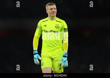 Jordan Pickford of Everton - Arsenal v Everton, Premier League, Emirates Stadium, London - 3rd February 2018. Stock Photo