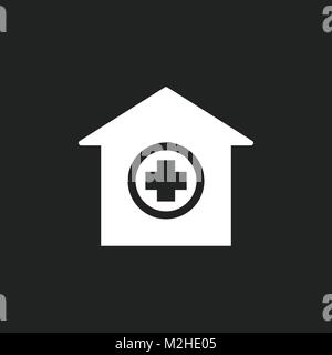 Hospital building vector icon. Infirmary medical clinic sign illustration. Stock Vector