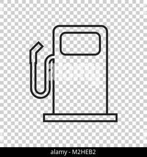 Fuel gas station icon in line style. Car petrol pump flat illustration. Stock Vector