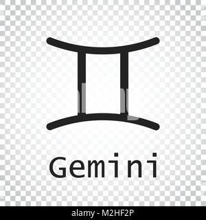 Gemini zodiac sign. Flat astrology vector illustration on isolated background. Simple pictogram.
