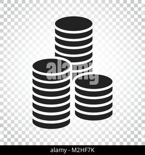 Coins stack vector illustration. Money stacked coins icon in flat style. Simple business concept pictogram. Stock Vector