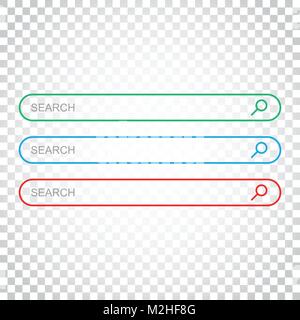 Search bar field. Set vector interface elements with search button. Flat vector illustration on isolated background. Simple business concept pictogram Stock Vector