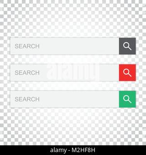 Search bar field. Set vector interface elements with search button. Flat vector illustration on isolated background. Simple business concept pictogram Stock Vector